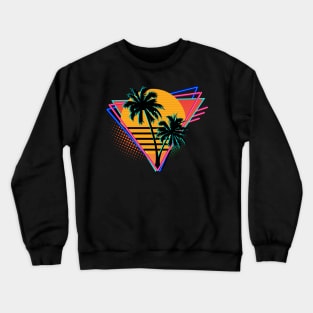 Retro 80 Neon Palm Tree Sunset Graphic Crewneck Sweatshirt